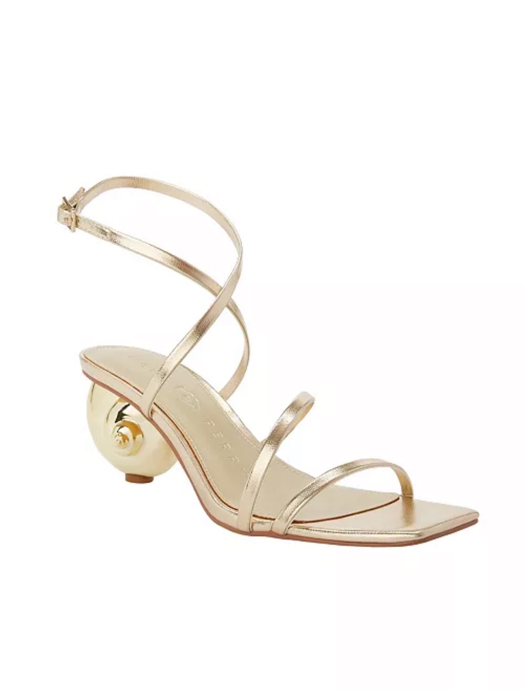 Katy Perry | Women's Maritime Strappy Shell Heel Sandals Gold Square Toe 9.5